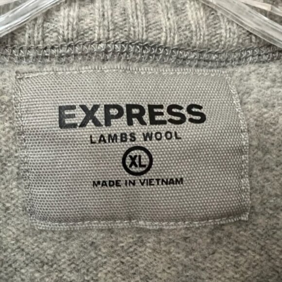 Express 100% Lambs Wool Long Sleeve Crew Neck Gray Sweater XL - Picture 4 of 5
